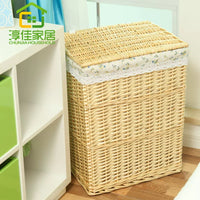 Woven Laundry Hamper with Liner, Rattan-Style Storage Basket for Clothes, Toys, and Sundries