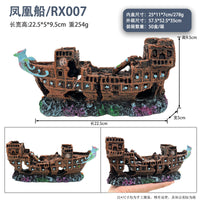 Large Phoenix Ship Aquarium Ornament, Waterproof Resin Fish Tank Decoration