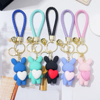 Cartoon Heart Rabbit Keychain Couple Doll Woven Key Chain Car Bag Pendant Gift