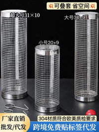 304 Stainless Steel Rolling BBQ Grill Basket for Outdoor Grilling and Smoking