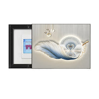 Modern Minimalist Feather Pattern Electrical Meter Box Decorative Cover Painting, Wall-Mounted or Flip-Up
