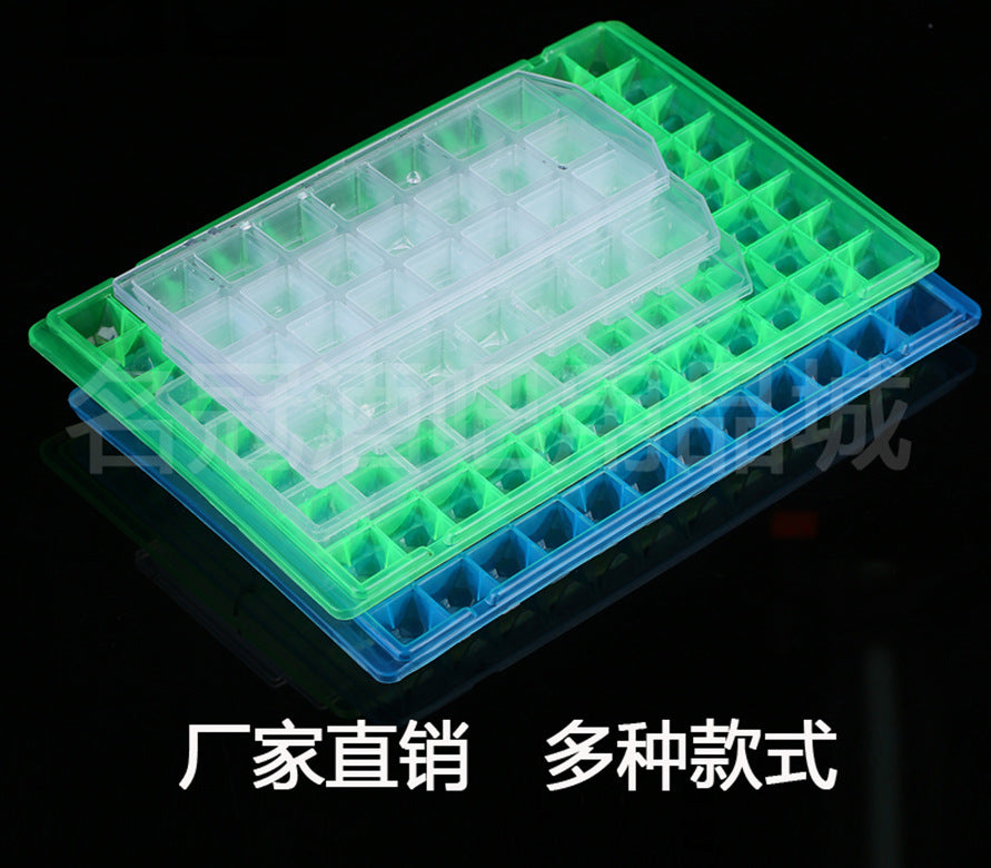 96-Grid Large Diamond Ice Cube Tray with Lidless Ice Box, Creative Square Ice Cube Mold