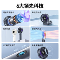 Portable USB Rechargeable Neck Fan with Foldable Stand and Turbine Cooling