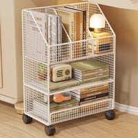 Under-Desk Rolling Storage Shelf for Books and Office Supplies, Mobile Side Table Organizer