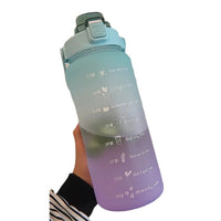 Gradient Color 2000ml Large Capacity Water Bottle with Straw and Time Marker for Sports and Outdoor