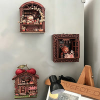 DIY Wooden Refrigerator Magnet Building Blocks with LED Light - Creative Miniature Model Kit