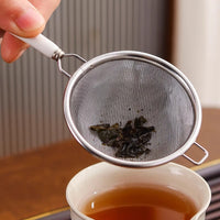 304 Stainless Steel Japanese Style Tea Infuser with Ceramic Handle for Kung Fu Tea Ceremony