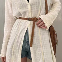 Women's Casual Wax Rope Woven Belt for Dresses & Pants