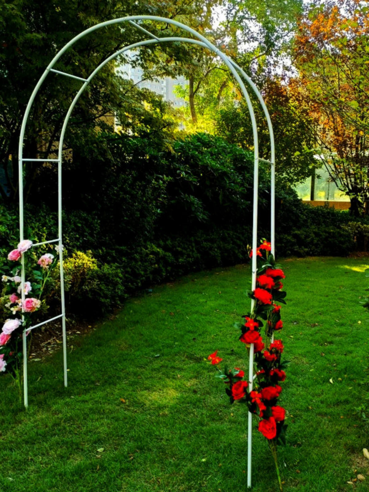 Rustproof Iron Arch Trellis for Climbing Plants, Roses, and Grapevines, Outdoor Garden Arbor