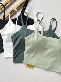 Women's Naked-Feel Yoga Tank Top with Built-in Bra Quick Dry Strappy Back Sports Bra