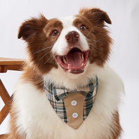 Plaid Pet Bandana with Hook and Loop Closure, Dog Scarf Bib for Small to Large Dogs