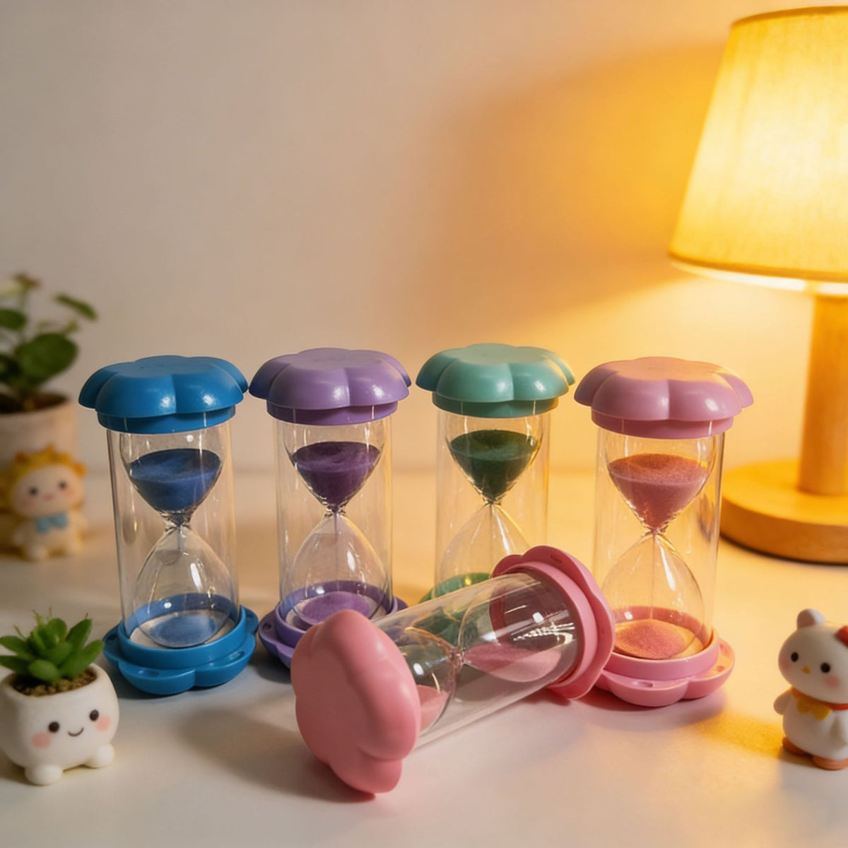 Sand Timer Hourglass for Kids and Adults, 5/10/15/30 Minute Decorative Desk Ornament, Anti-Fall Plastic Stress Relief Sand Clock
