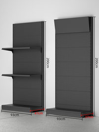 Perforated Pegboard Shelf Black Display Rack Supermarket Hardware Tool Wall Mount Metal Organizer