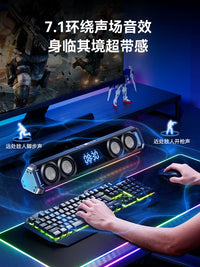 Gaming Desktop Speakers with AI Clock, Bluetooth, and Subwoofer for PC