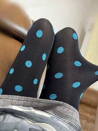 Vintage Polka Dot Velvet Jacquard Tights for Women, Anti-Snagging Pantyhose