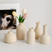 Nordic Ceramic Mini Vase with Artificial Plant Decor for Home Living Room Tabletop