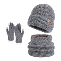 Winter Knit Beanie Hat, Scarf, and Gloves Set for Men and Women