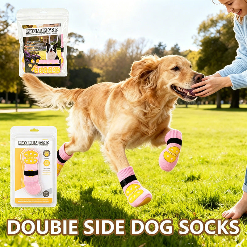 Pet Anti-Slip Anti-Scratch Dog Socks for Medium to Large Dogs, Indoor Quiet Paw Protectors