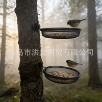 Outdoor Wall-Mounted Bird Feeder with Detachable Metal Mesh or Plastic Tray