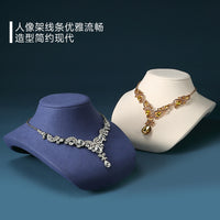 Hongtai Luxury Velvet Necklace Display Bust with Metal Base for Jewelry Stores