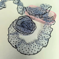 Flocked Polka Dot Mesh Pleated Lace Trim for DIY Crafts, Doll Clothes, Pet Apparel, Home Decor