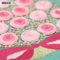 Handmade Ribbon Embroidery DIY Kit with Floral Patterns for Adults