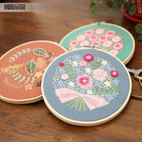 Handmade Ribbon Embroidery DIY Kit with Floral Patterns for Adults