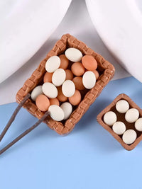 Miniature Dollhouse Kitchen Scene Eggs and Basket Set