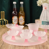 Pink Frosted Glass Kung Fu Tea Set for Women, Heat-Resistant Gaiwan, Gongdao Cup, and Teacups