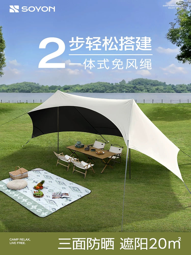 Instant Pop-Up Canopy Tent with Table & Chairs Set for Outdoor Camping & Picnics