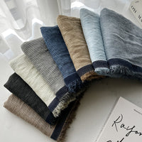 Cashmere Feel Scarf for Men and Women, Solid Color Striped Shawl with Contrast Border