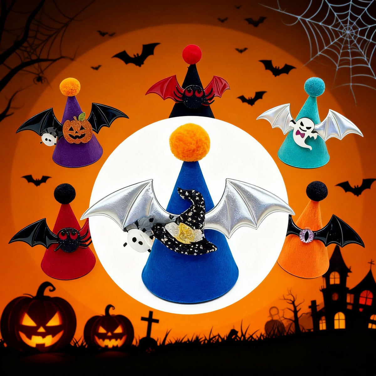 Halloween Pumpkin Pet Hat for Cats and Small Dogs, Festive Party Costume Headwear