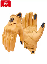 Motorcycle Genuine Sheepskin Half-Finger Gloves for Cruising and Riding, Breathable, Windproof, Anti-Fall