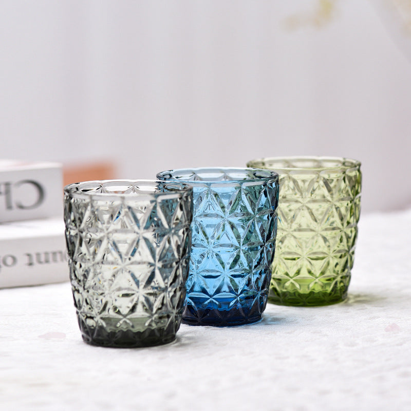 Colored Glass Tumbler Set - Lowball Drinking Glasses for Water, Juice, and Cocktails