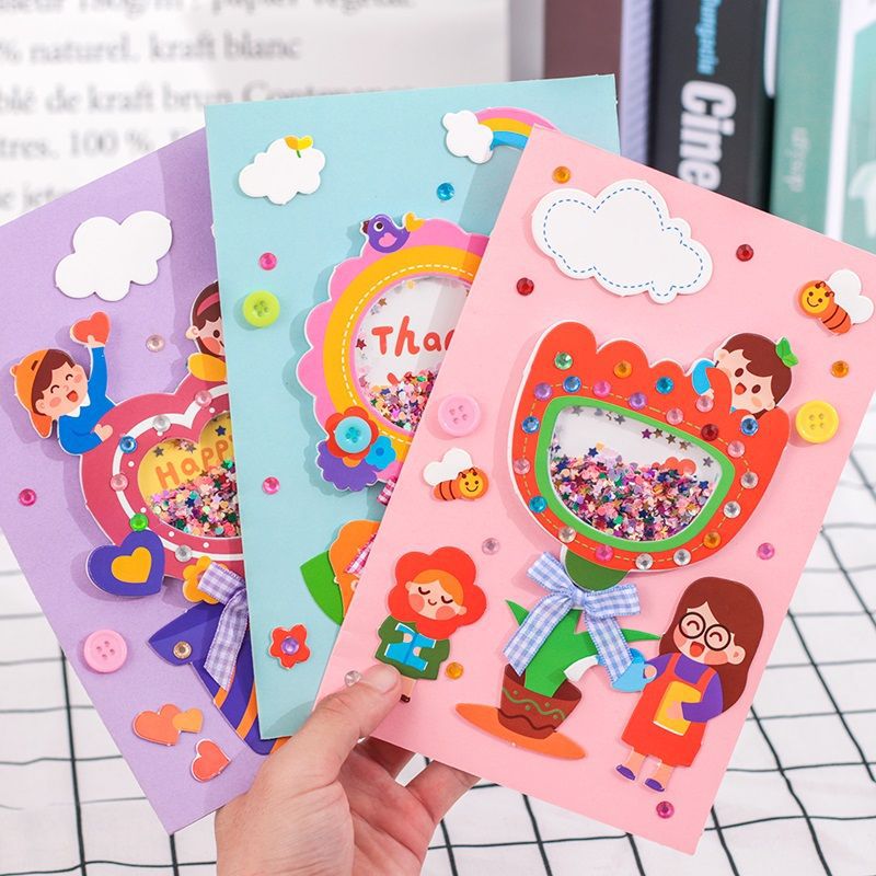 DIY Thank You Greeting Card Kit for Kids, Handmade 3D Creative Gift with Recording Function for Parents and Teachers