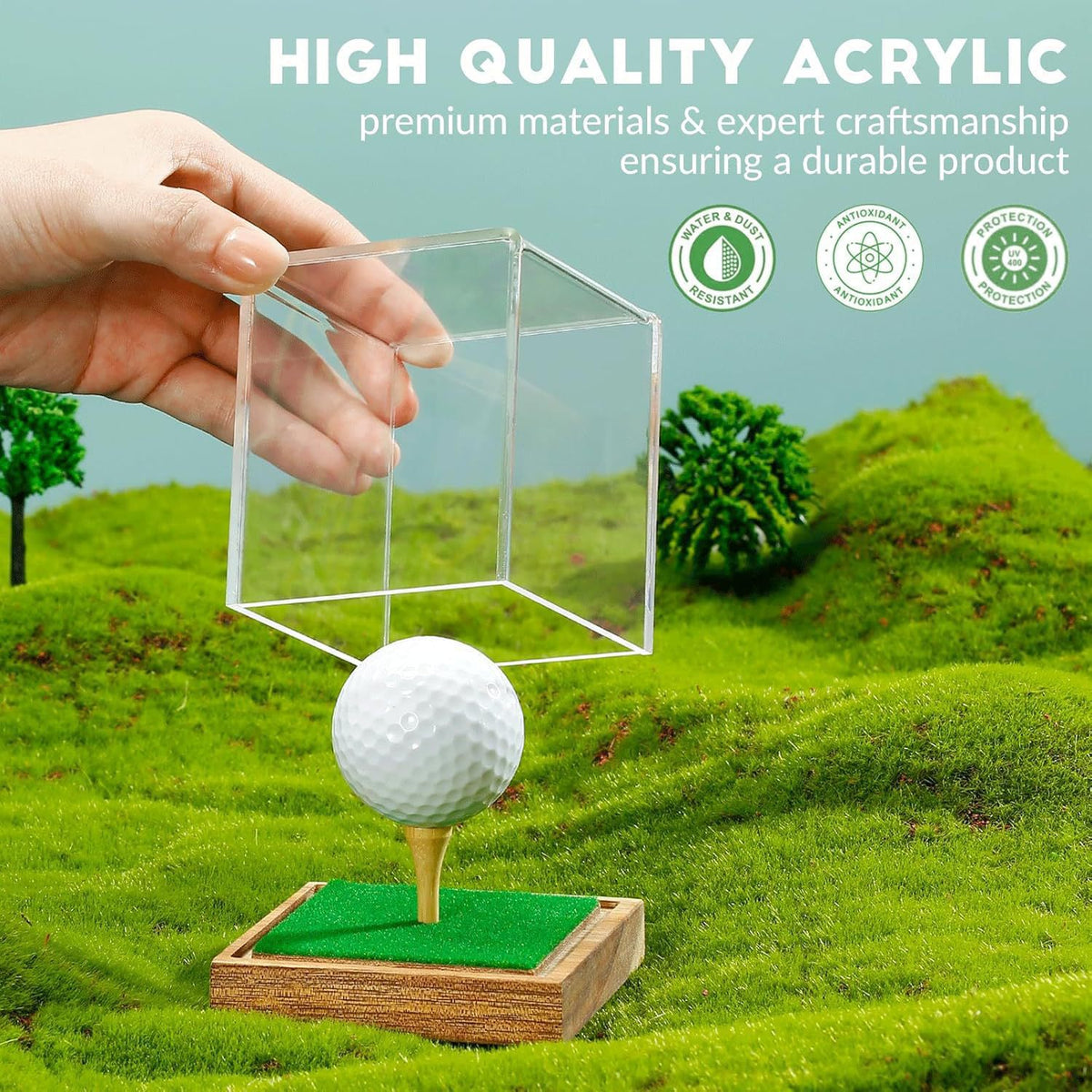 Golf Ball Display Case Acrylic Cube for Collectibles