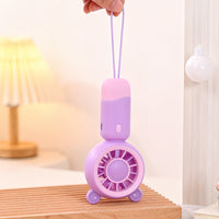 Portable Macaron Mini Fan with Phone Holder and Lanyard, USB Rechargeable for Students and Dorms