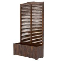 Outdoor Privacy Screen Planter Box with Trellis for Climbing Plants, Wooden Garden Divider Fence