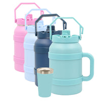 Large Capacity Stainless Steel Insulated Water Bottle with Handle and Straw, Portable for Outdoor Travel