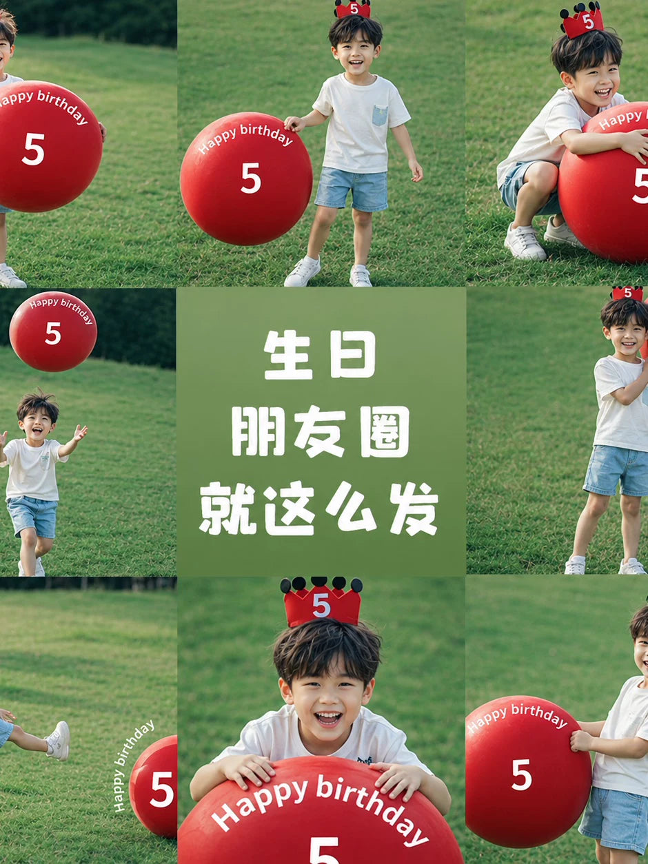36-inch Red Latex Birthday Balloon Set with Hat and Ribbon for Outdoor Decorations