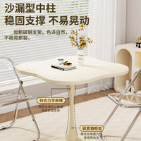 White Round Coffee Table with Acrylic Folding Chairs - Modern Small Dining Table for Living Room, Balcony, or Cafe