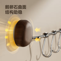 Walnut Wood Suction Cup Kitchen Utensil Rack with Movable Hooks