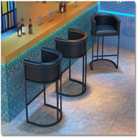 American Style Bar Table and Stool Set with Rock Slab Top for Pub Bistro Cafe