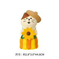 Zakka Japanese Style Summer Garden Cat Miniature Resin Figurines for Micro Photography Decor