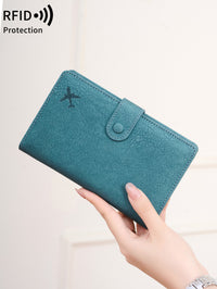 RFID Blocking Passport Holder Travel Wallet with Airplane Pattern