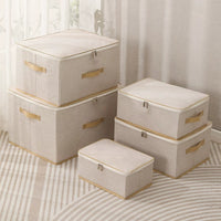Fabric Storage Box with Zipper for Clothes, Foldable Moisture-proof Wardrobe Organizer