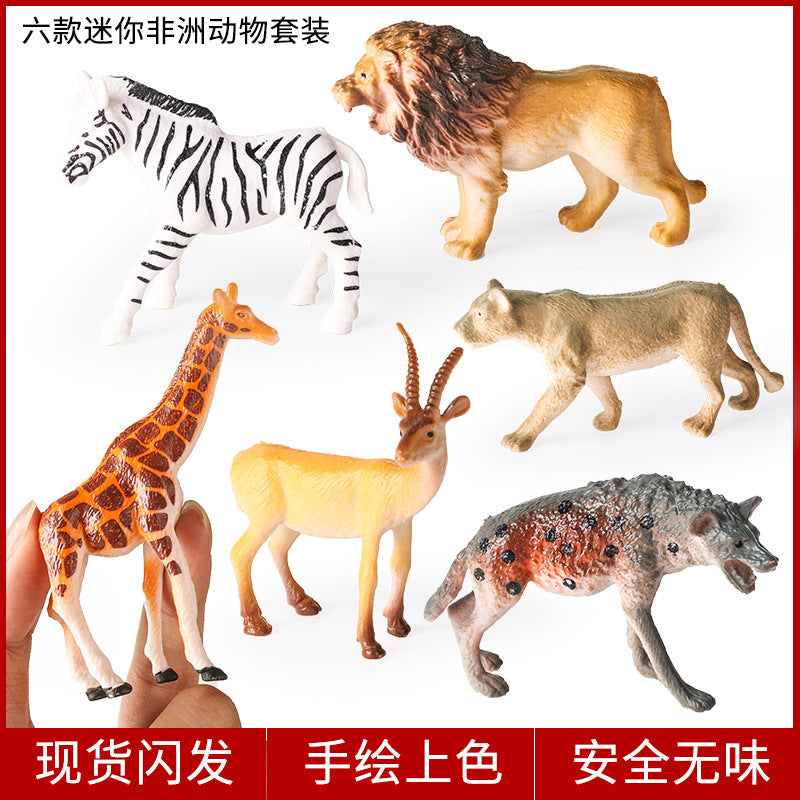 Miniature Solid African Animal Figurines Set - Realistic Wildlife Models for Kids