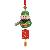 Chinese God of Wealth Car Hanging Ornament for Rearview Mirror, New Year Decoration Gift