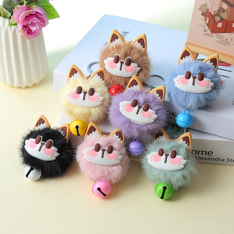 Plush Lucky Cat Charm with Bell for Bags and Accessories