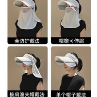 Summer UV Protection Sun Visor Hat with Full Face Mask for Outdoor Cycling